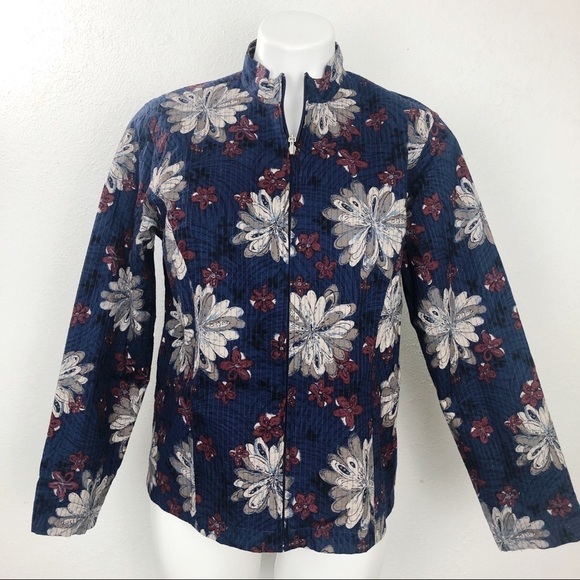 Coldwater Creek Reversible Blue Tan Wine Jacket Size P Med - Picture 1 of 7